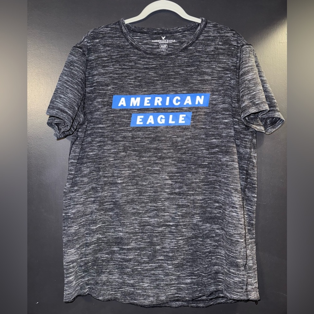 American Eagle Outfitters Black and Blue Logo T-Shirt